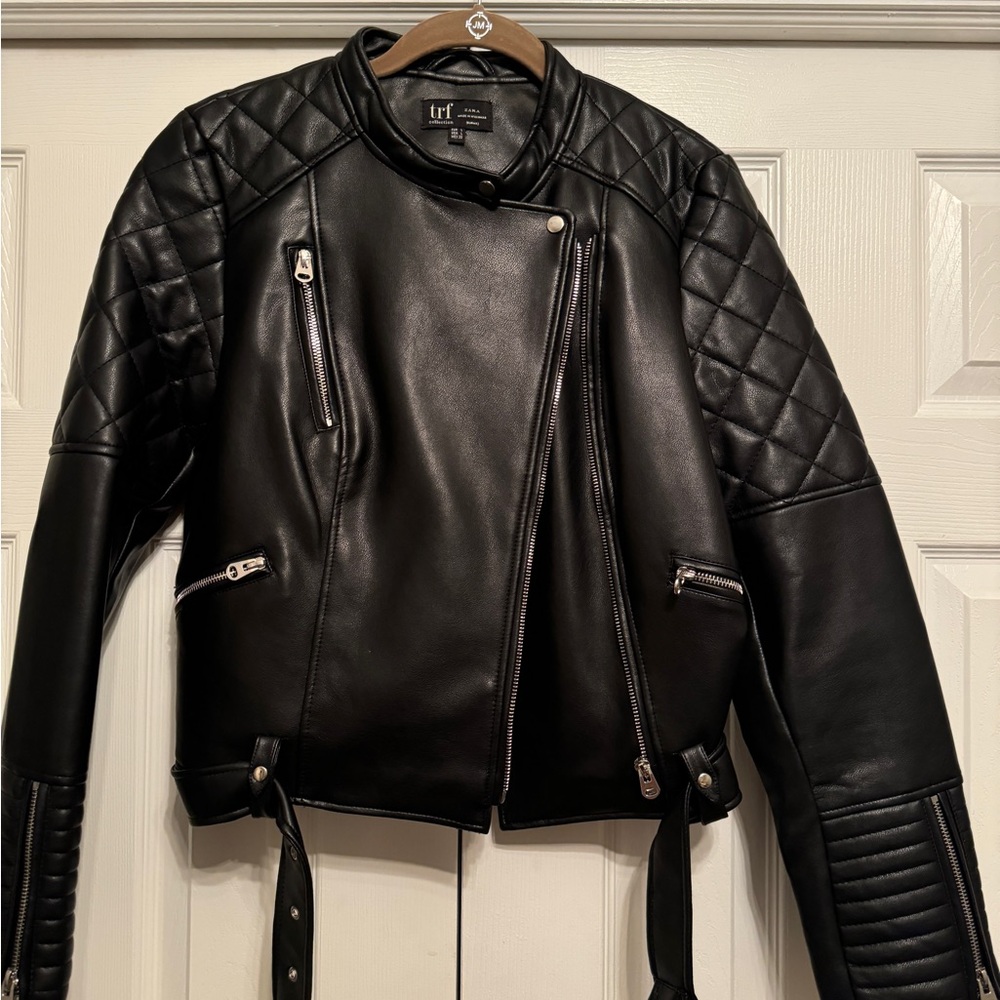 Black Zara leather jacket size L